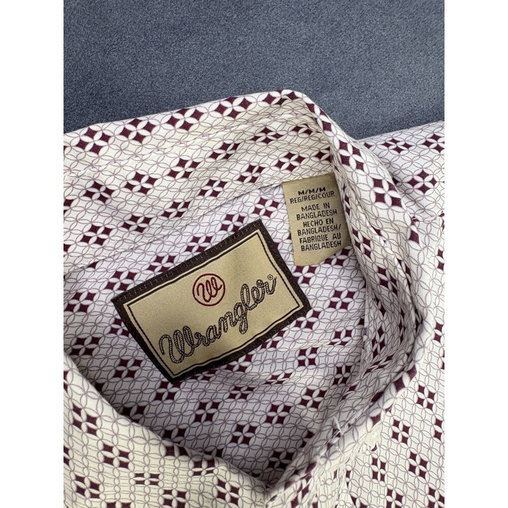Wrangler Western Cowboy Button Down Shirt Red/White Mens Med - Picture 5 of 9
